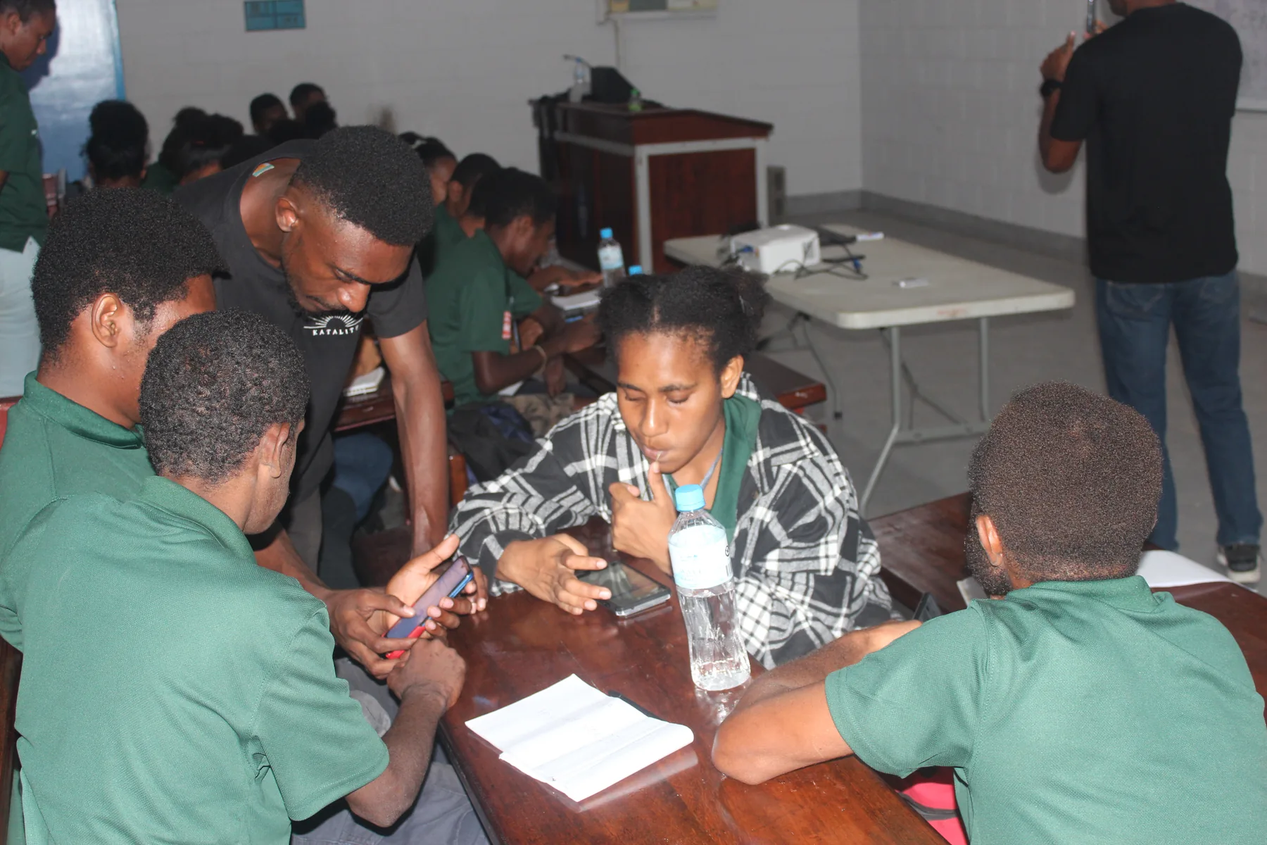 Community members work together during a health and support activity